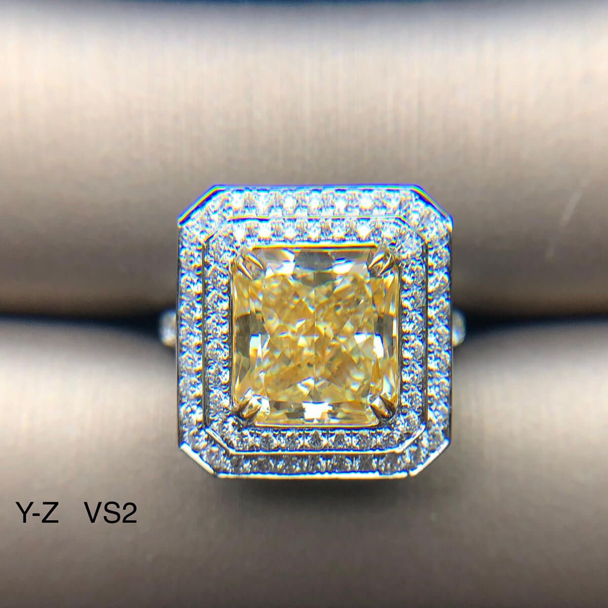 Light Yellow (Y-Z) Diamond Ring, 1.00 Carat, Radiant shape, GIA Certified, 6197229150