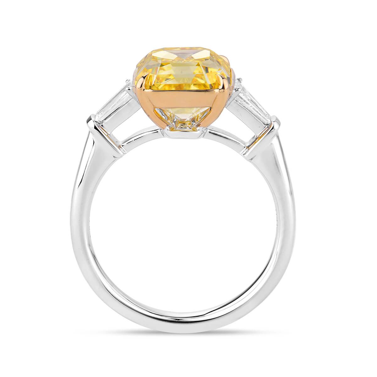 Fancy Vivid Yellow Diamond Ring, 3.92 Ct. (4.24 Ct. TW), Emerald shape, GIA Certified, 14565516