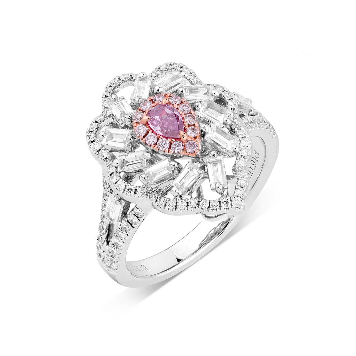 Fancy Pink Purple Diamond Ring, 0.14 Ct. (1.05 Ct. TW), Pear shape, GIA Certified, 5192254992