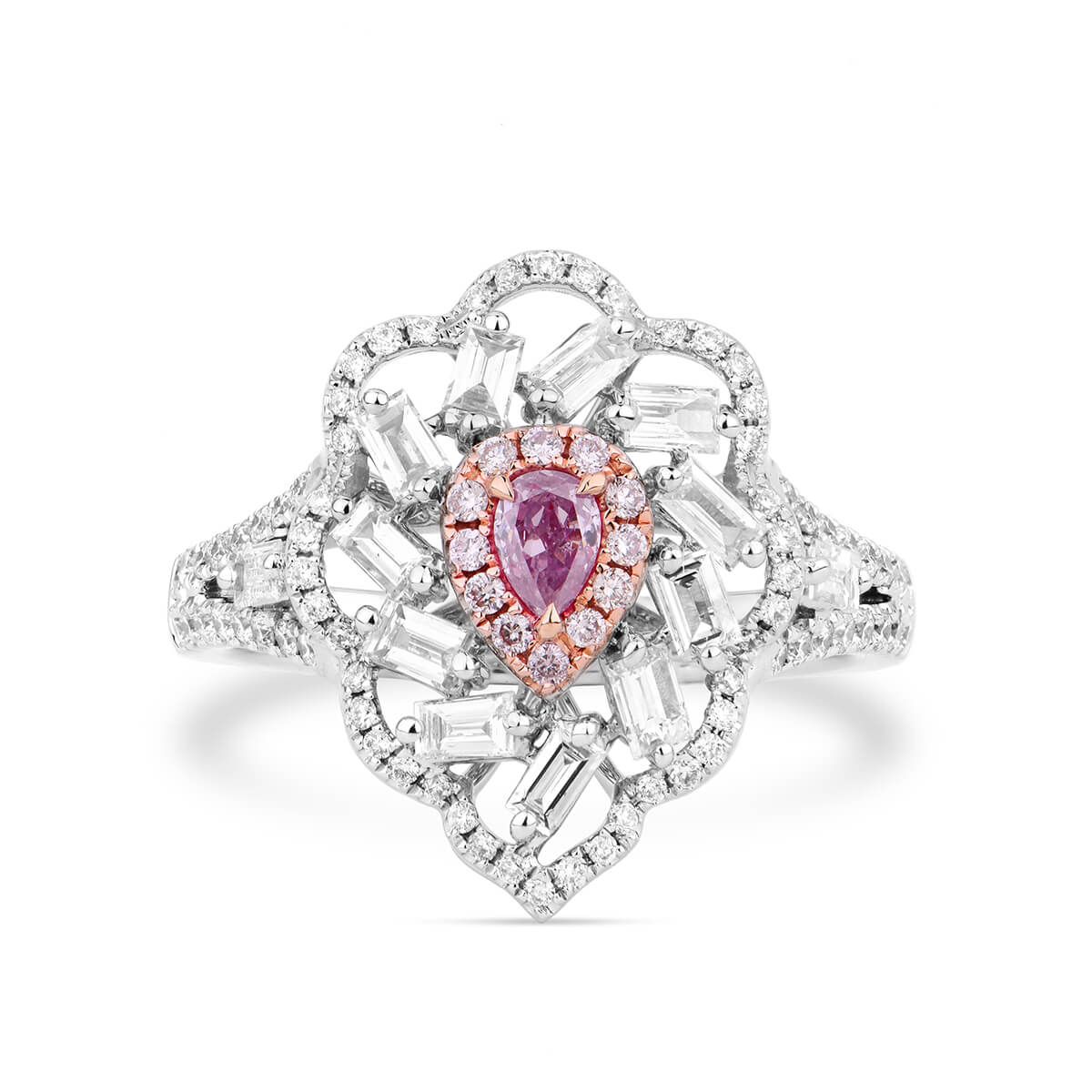 Fancy Pink Purple Diamond Ring, 0.14 Ct. (1.05 Ct. TW), Pear shape, GIA Certified, 5192254992