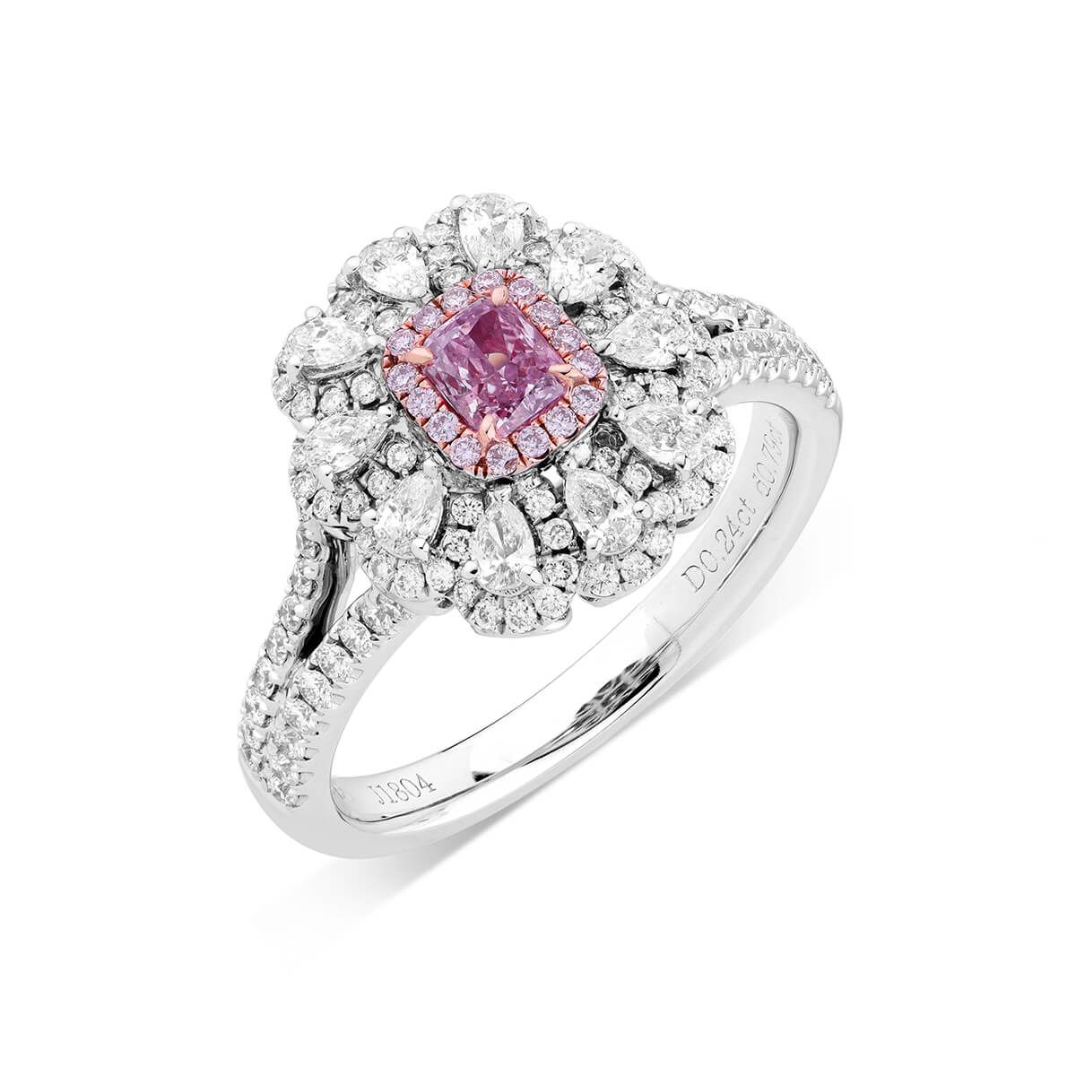 Fancy Light Purplish Pink Diamond Ring, 1.03 Ct. TW, Radiant shape, GIA Certified, 5192333264