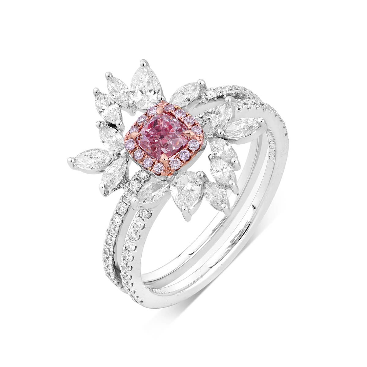 Very Light Pink Diamond Ring, 1.27 Ct. TW, Cushion shape, GIA Certified, 2181725710