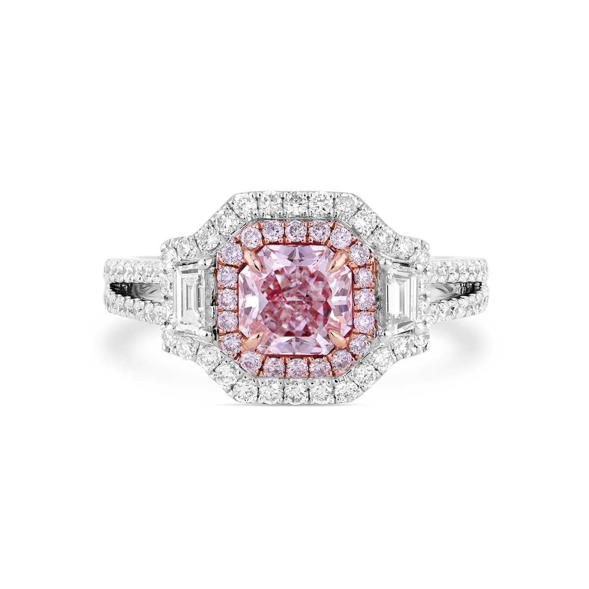 Very Light Pink Diamond Ring, 0.87 Ct. (1.59 Ct. TW), Radiant shape, GIA Certified, 2234660534