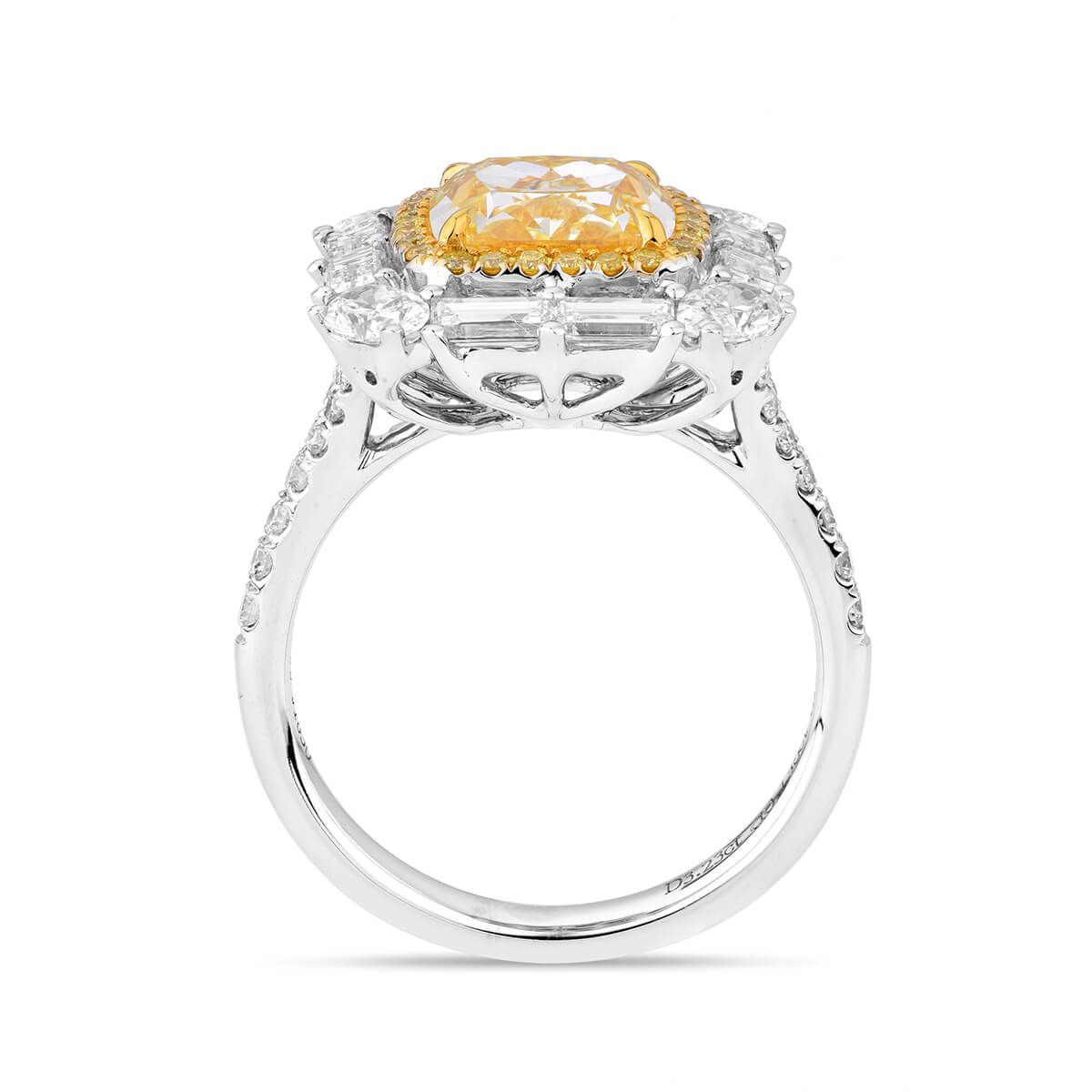 Fancy Light Yellow Diamond Ring, 3.23 Ct. (5.02 Ct. TW), Cushion shape, GIA Certified, 2195410425