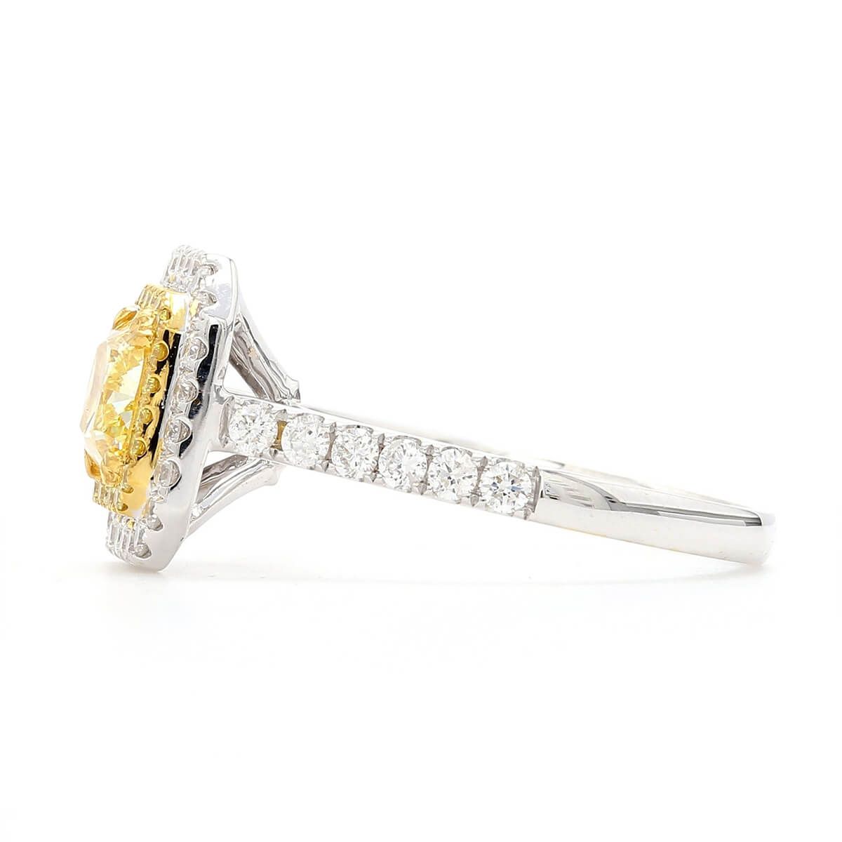 Fancy Yellow Diamond Ring, 1.67 Ct. TW, Cushion shape, GIA Certified, 6252432485