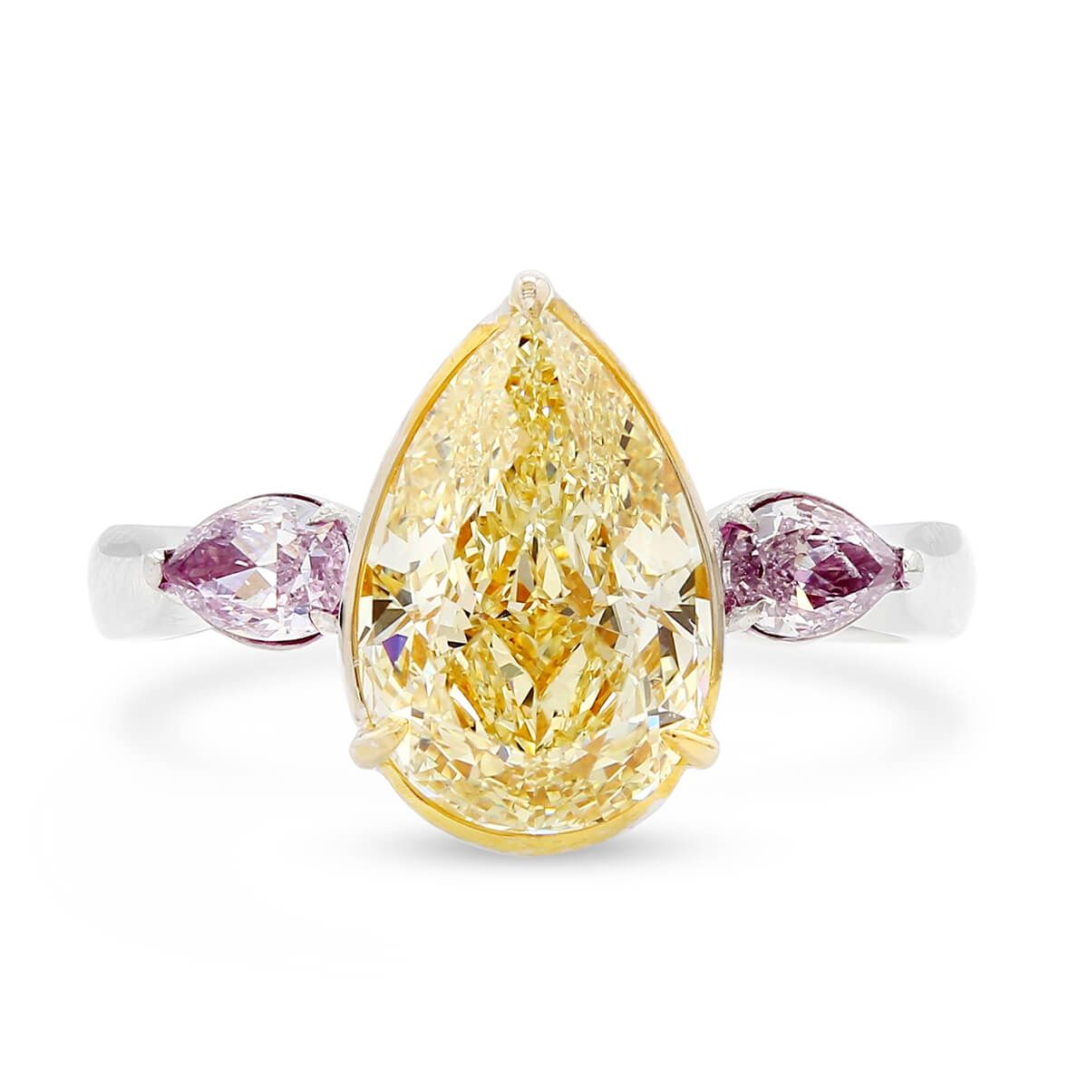 Fancy Yellow Diamond Ring, 2.51 Ct. (2.86 Ct. TW), Pear shape, GIA Certified, JCRF05426597