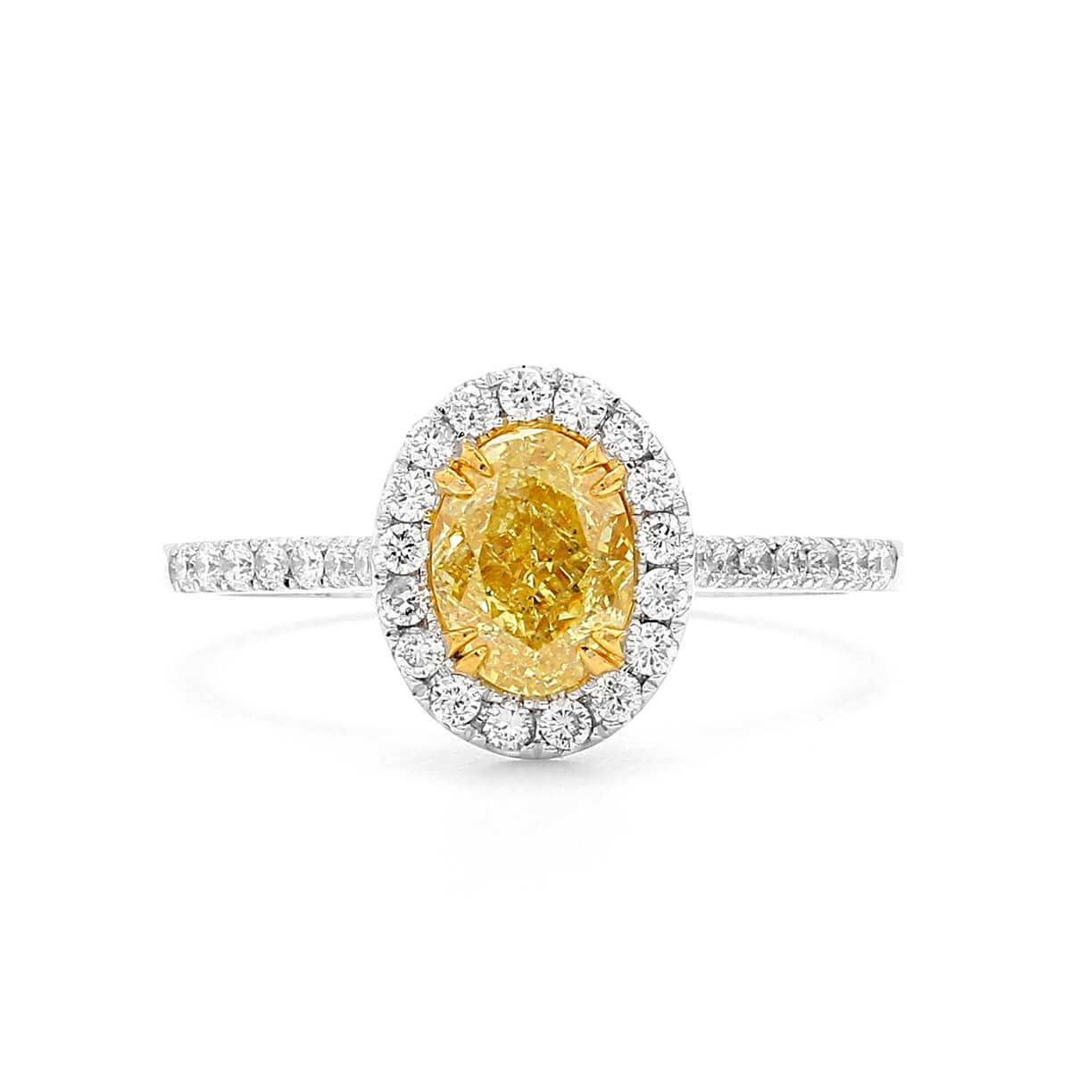 Fancy Intense Yellow Diamond Ring, 1.01 Ct. (1.32 Ct. TW), Oval shape, GIA Certified, 2195261474