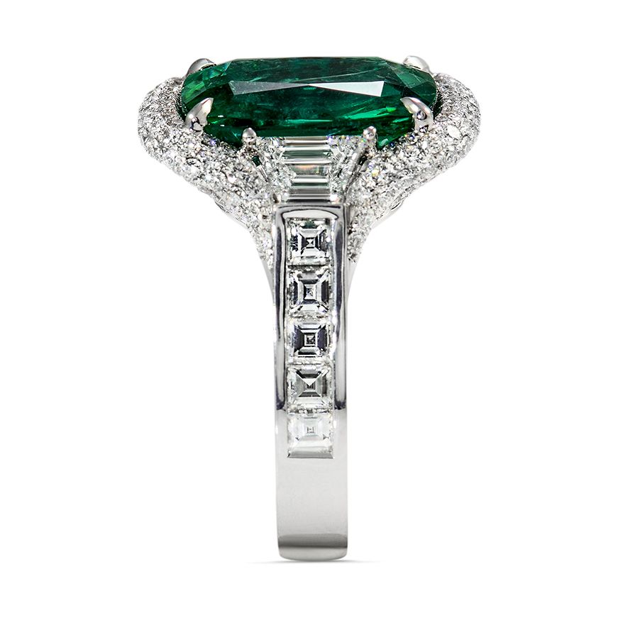 Natural Green Zambia Emerald Ring, 5.81 Ct. TW, GRS Certified, GRS2016-111478, Unheated