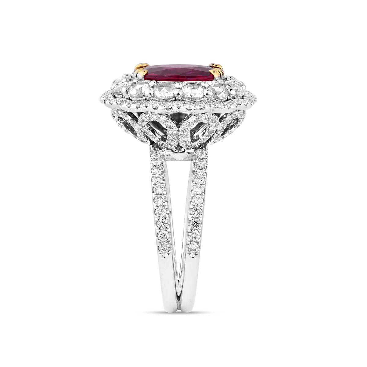 Natural Vivid Red Mozambique Ruby Ring, 3.03 Ct. (5.00 Ct. TW), GIA Certified, GRS2016-042732, Unheated