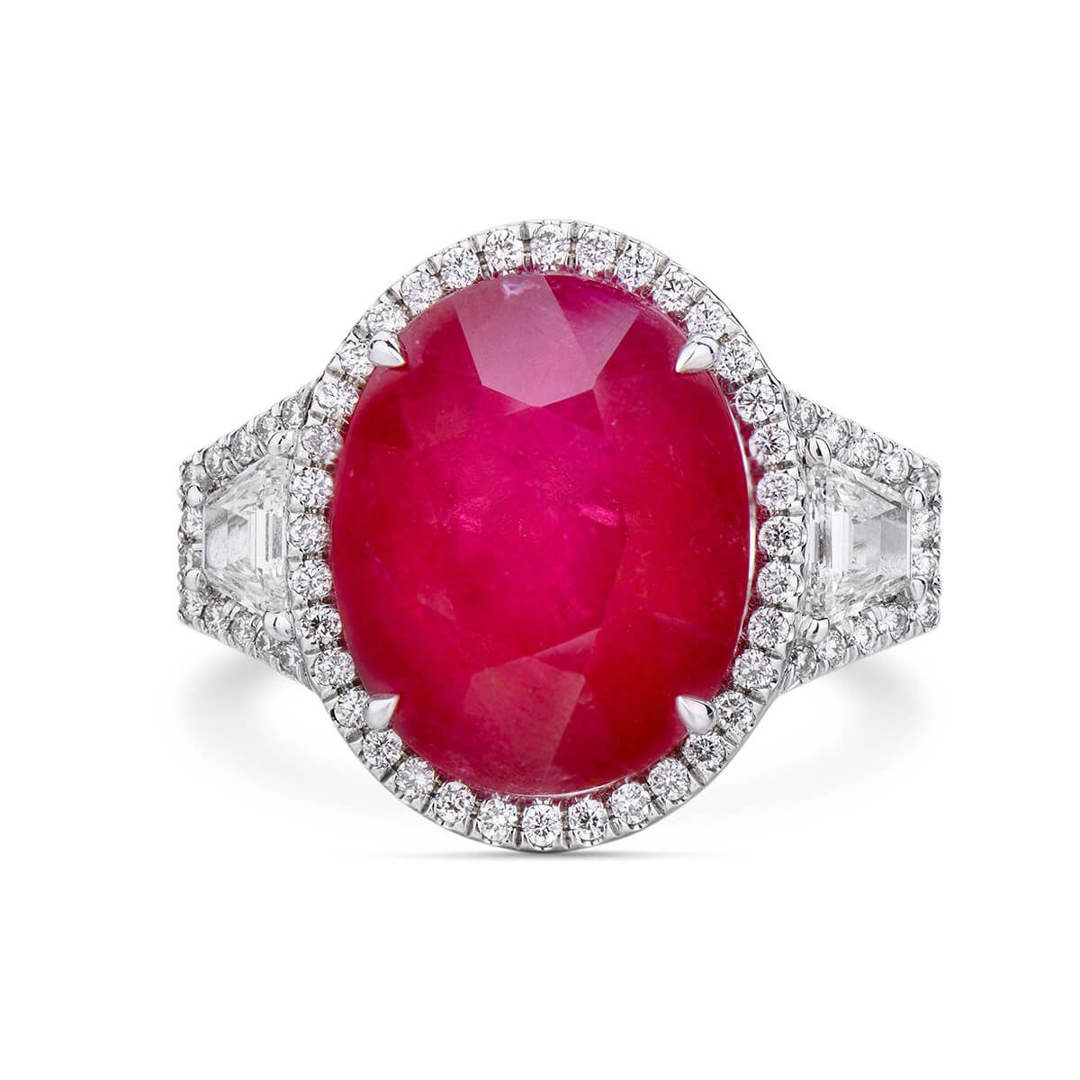 Natural Red Ruby Ring, 13.20 Ct. (14.50 Ct. TW), GRS Certified, GRS2016-027184, Unheated