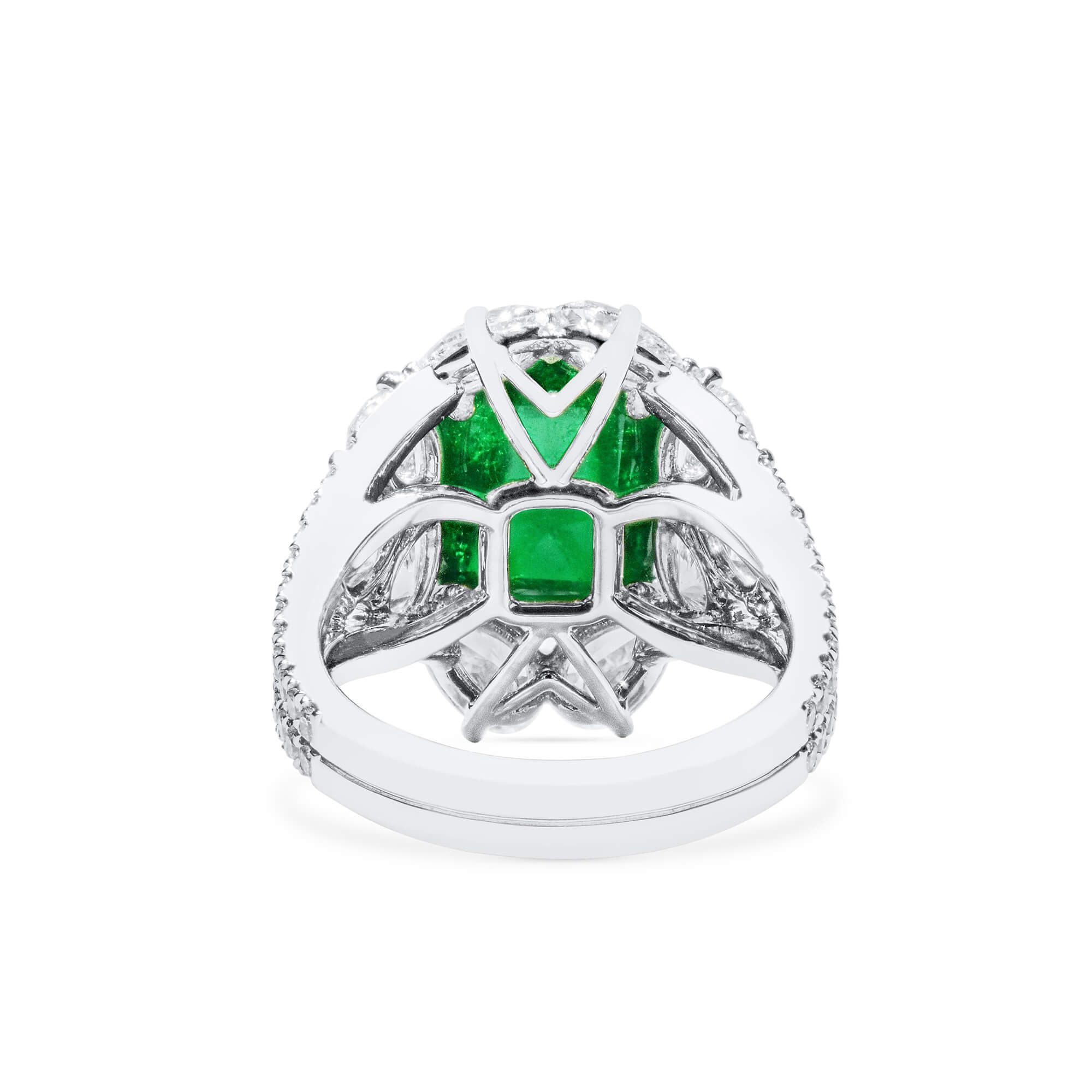 天然 Vivid Green 祖母绿型 戒指, 3.75 重量 (7.43 克拉 总重), GRS 认证, GRS2021-068656
