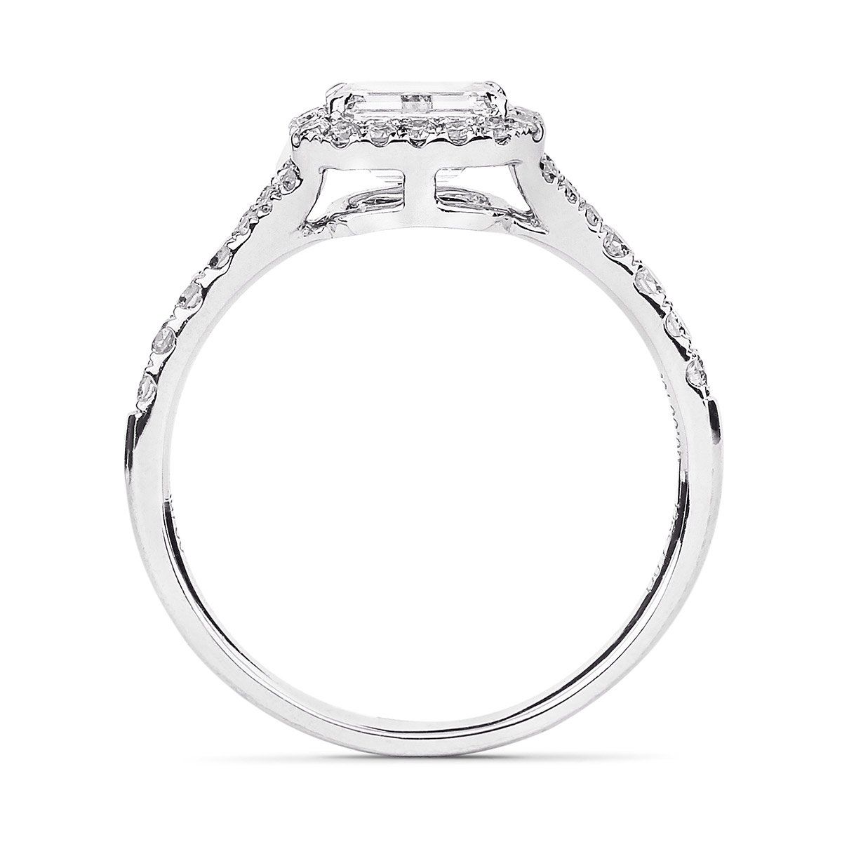 White Diamond Ring, 0.74 Carat, Emerald shape