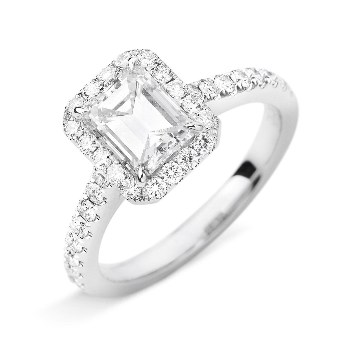  White Diamond Ring, 1.20 Ct. (1.65 Ct. TW), Emerald shape, GIA Certified, 1219872002