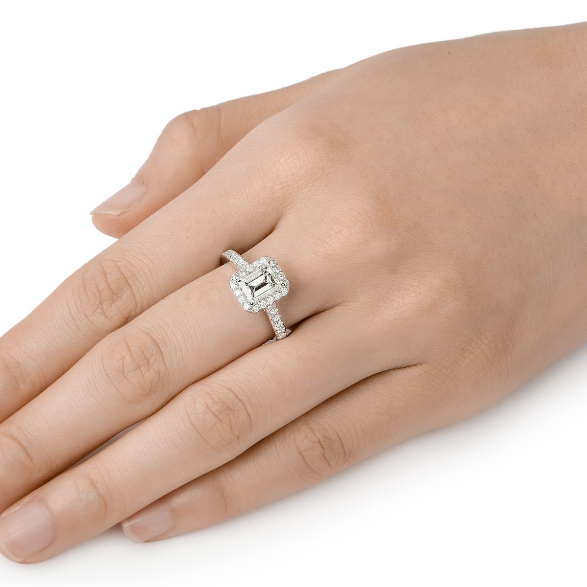  White Diamond Ring, 1.20 Ct. (1.65 Ct. TW), Emerald shape, GIA Certified, 1219872002