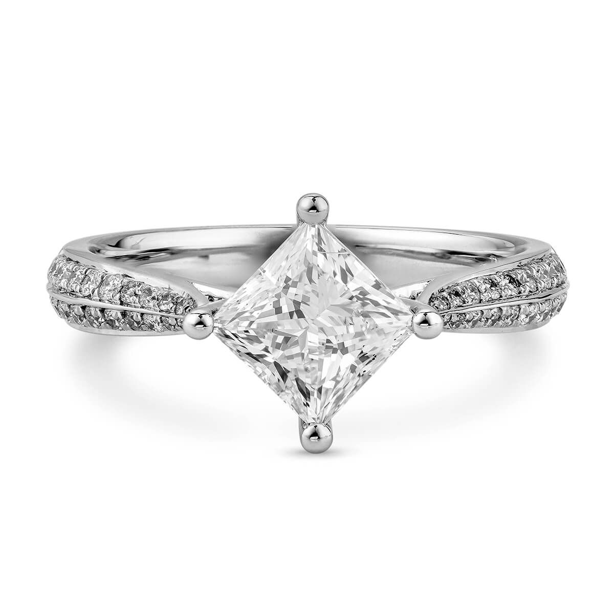 White Diamond Ring, 1.21 Ct. (1.41 Ct. TW), Princess shape, GIA Certified, 6225059940