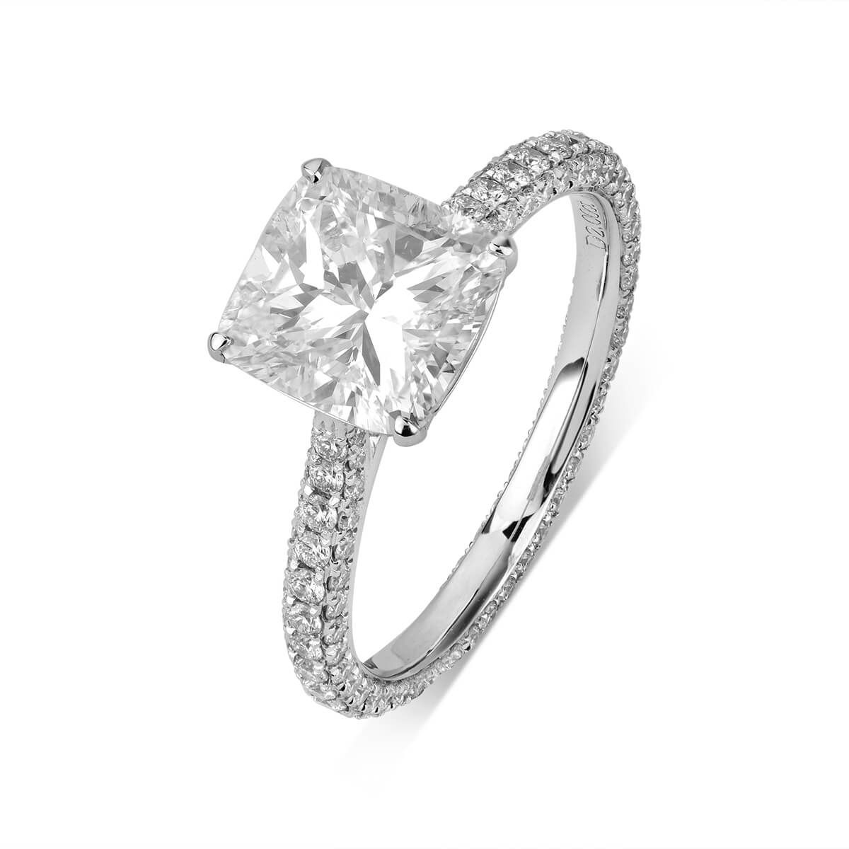  White Diamond Ring, 2.00 Ct. (2.95 Ct. TW), Cushion shape, GIA Certified, 7276707950