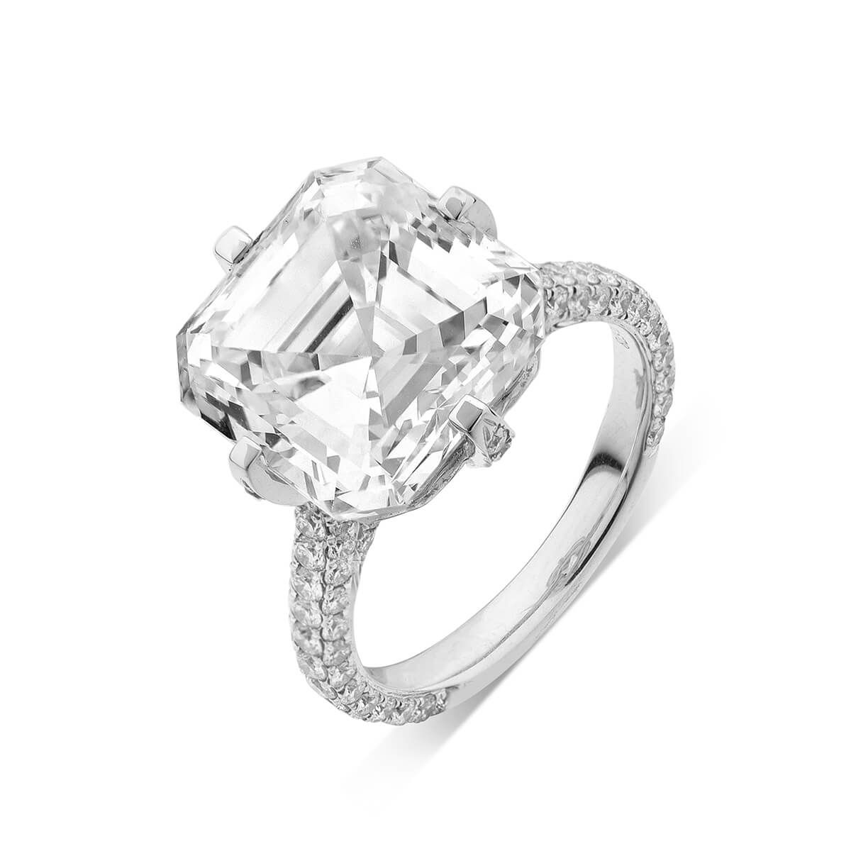  White Diamond Ring, 10.01 Ct. (11.12 Ct. TW), Asscher shape, GIA Certified, 5182900538