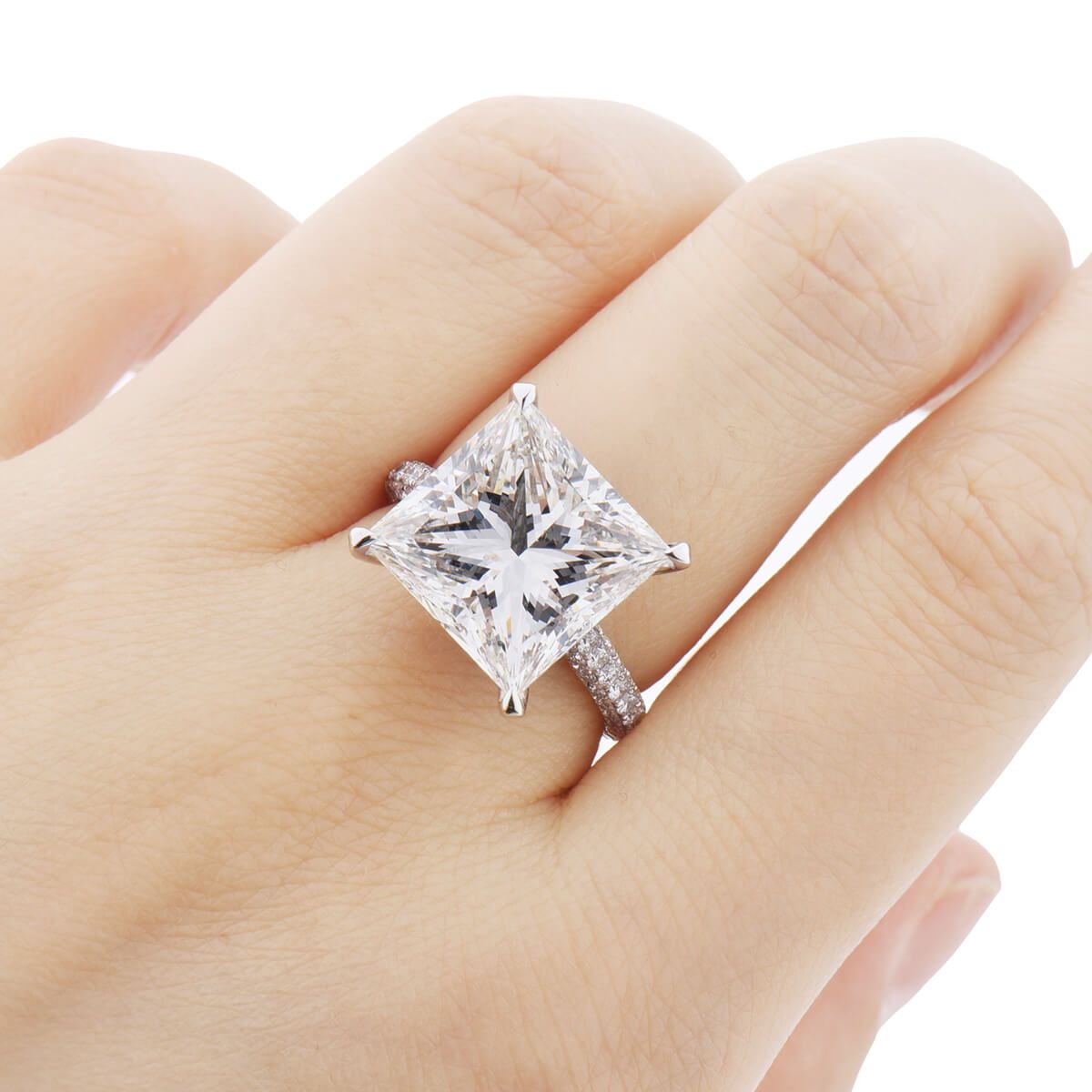  White Diamond Ring, 10.05 Ct. (11.09 Ct. TW), Princess shape, GIA Certified, 2183602408