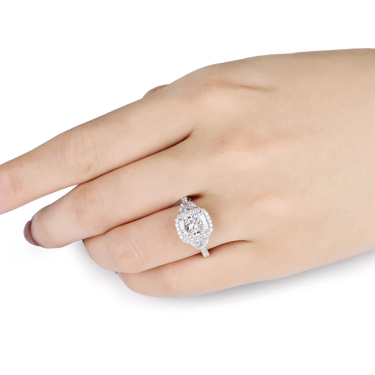  White Diamond Ring, 2.01 Ct. (3.00 Ct. TW), Cushion shape, GIA Certified, 2278951574