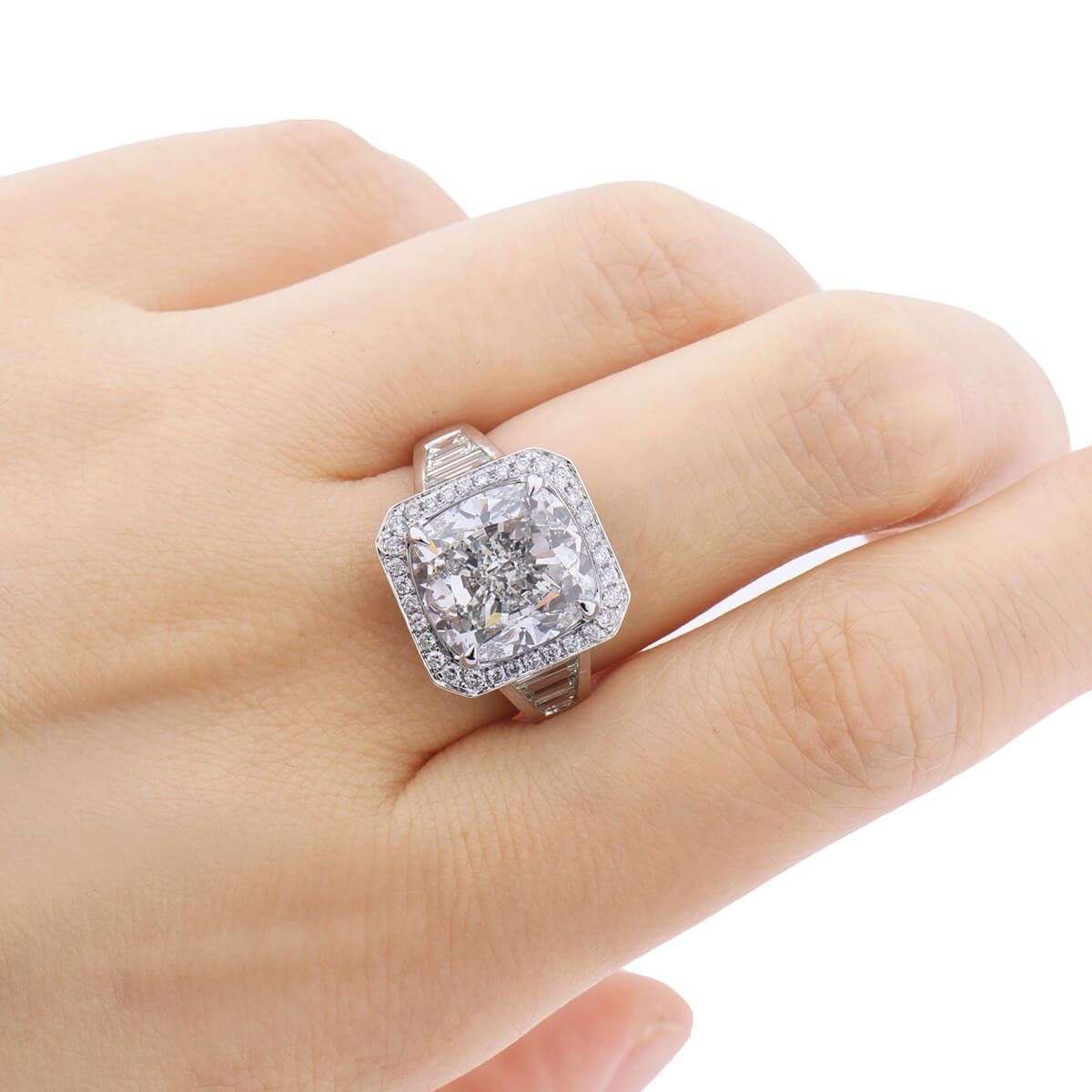  White Diamond Ring, 7.02 Ct. (8.46 Ct. TW), Cushion shape, GIA Certified, 5182970126