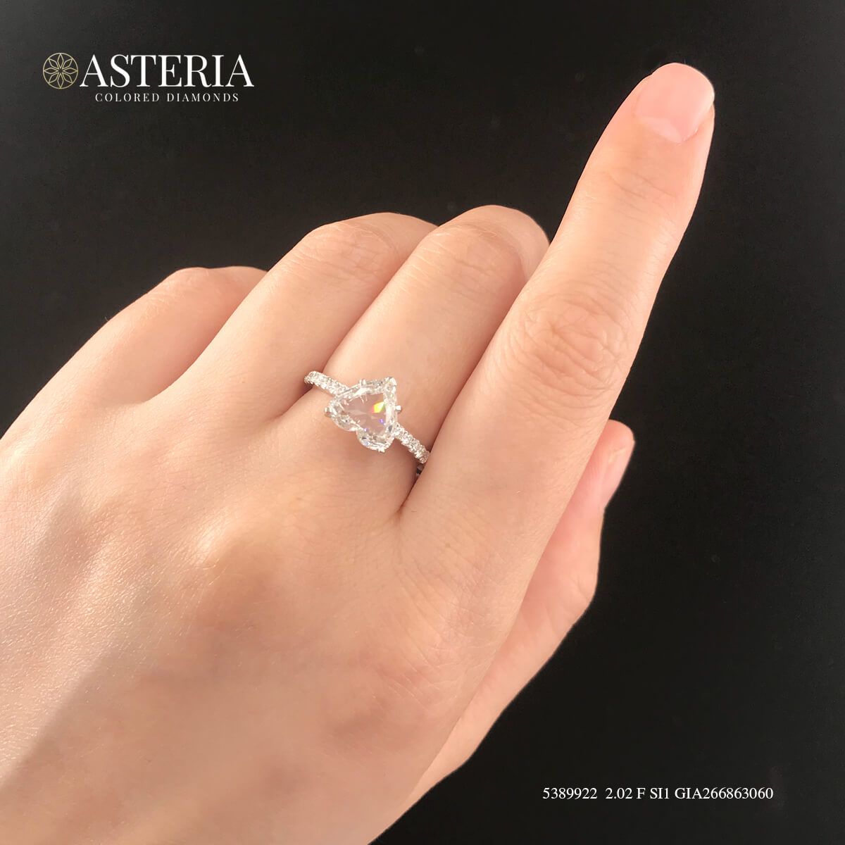 White Diamond Ring, 1.24 Ct. (1.57 Ct. TW), Heart shape, GIA Certified, 2274407974