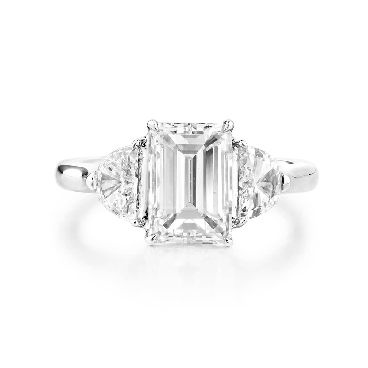  White Diamond Ring, 2.01 Ct. (2.56 Ct. TW), Emerald shape, GIA Certified, 5182503267