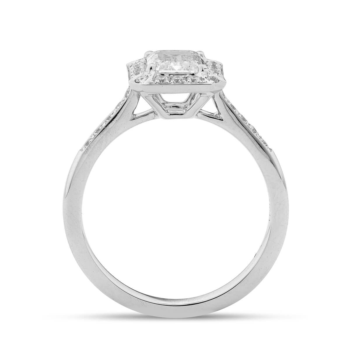  White Diamond Ring, 1.09 Ct. (1.25 Ct. TW), Emerald shape, GIA Certified, 2287401135