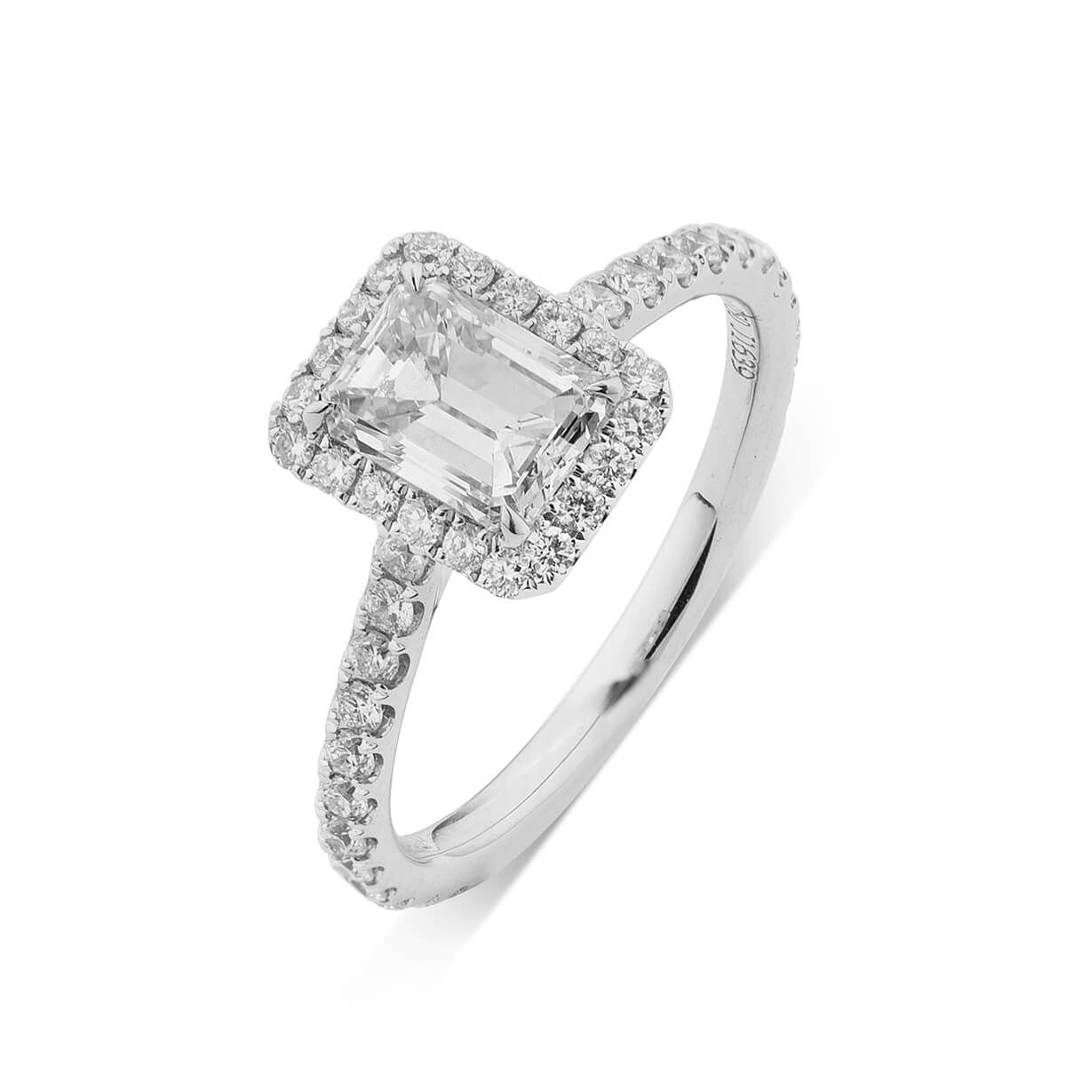  White Diamond Ring, 1.01 Ct. (1.51 Ct. TW), Emerald shape, GIA Certified, 6225859552