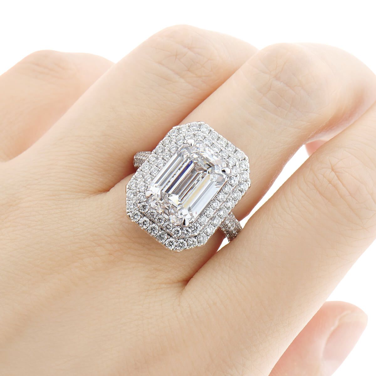 White Diamond Ring, 7.78 Ct. TW, Emerald shape, GIA Certified, 2155170379