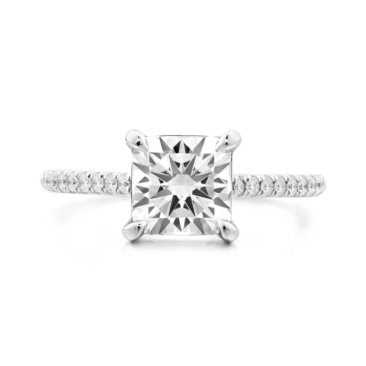  White Diamond Ring, 2.01 Ct. (2.18 Ct. TW), Cushion shape, HRD Certified, 180000073571