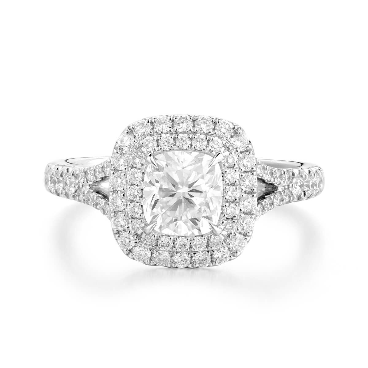 White Diamond Ring, 1.01 Ct. (1.49 Ct. TW), Cushion shape, GIA Certified, 2256476045