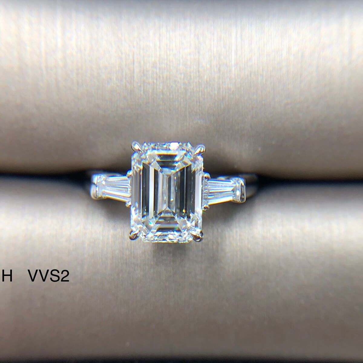  White Diamond Ring, 3.02 Ct. (3.37 Ct. TW), Emerald shape, GIA Certified, 2296070232