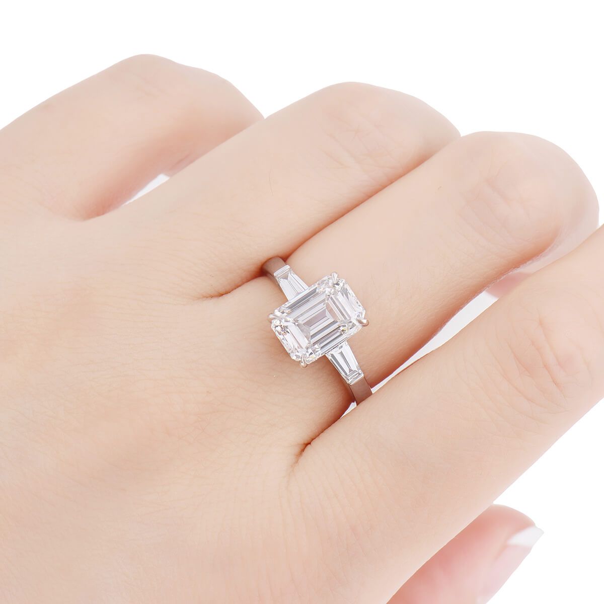  White Diamond Ring, 3.38 Ct. TW, Emerald shape, GIA Certified, 2217083945