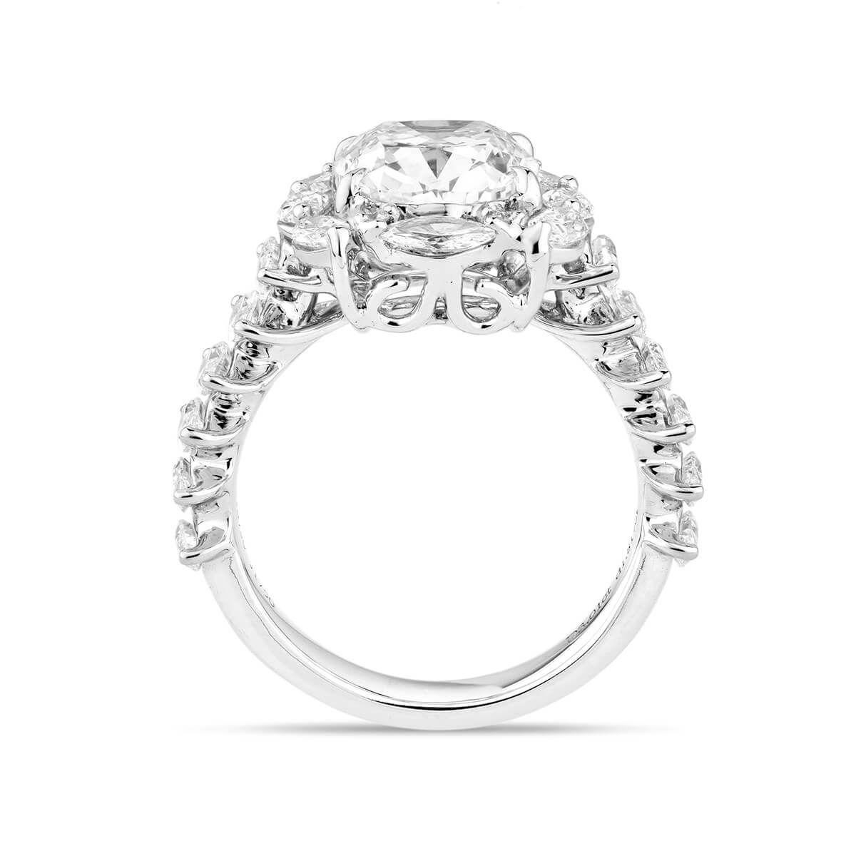  White Diamond Ring, 3.01 Ct. (4.77 Ct. TW), Cushion shape, GIA Certified, 6255057743