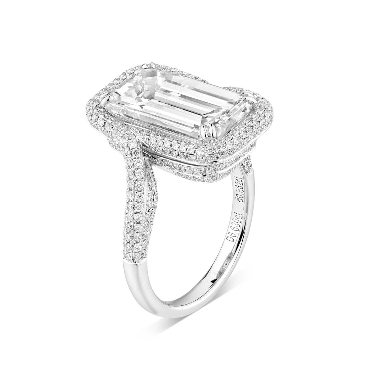  White Diamond Ring, 7.49 Ct. TW, Emerald shape, GIA Certified, 6193392392
