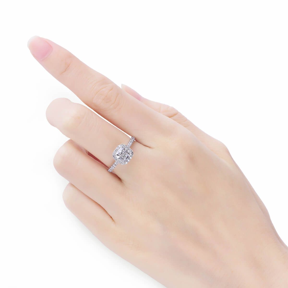  White Diamond Ring, 1.14 Ct. (1.49 Ct. TW), Cushion shape, GIA Certified, 7242352584