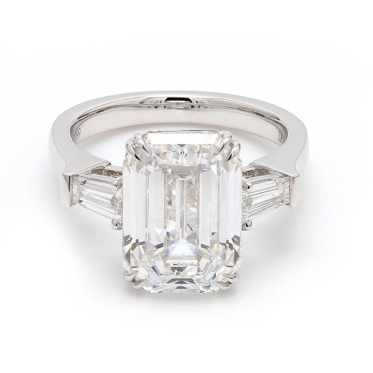 White Diamond Ring, 6.78 Ct. TW, Emerald shape, GIA Certified, 2155170379