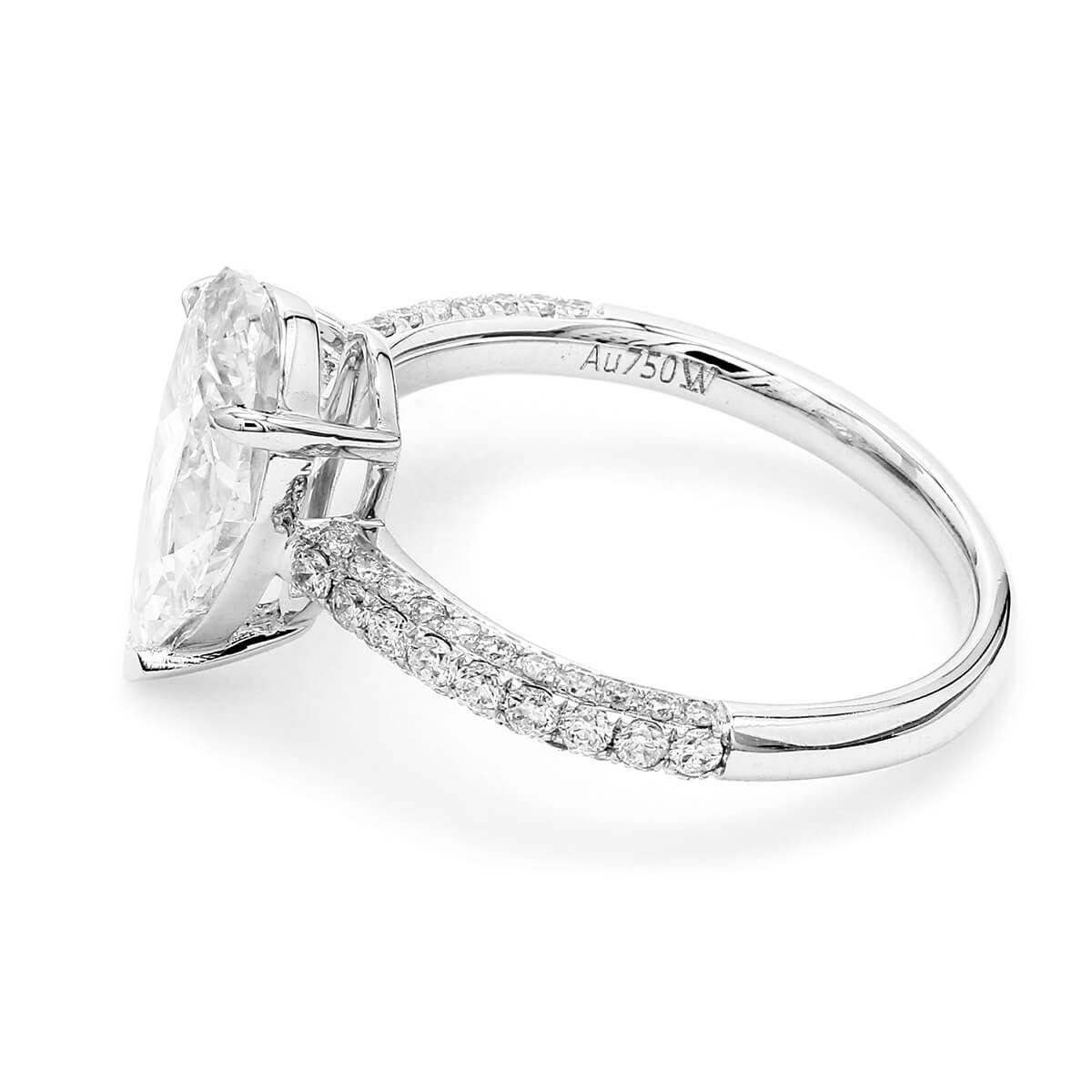  White Diamond Ring, 2.01 Ct. (2.45 Ct. TW), Pear shape, GIA Certified, 7308337801
