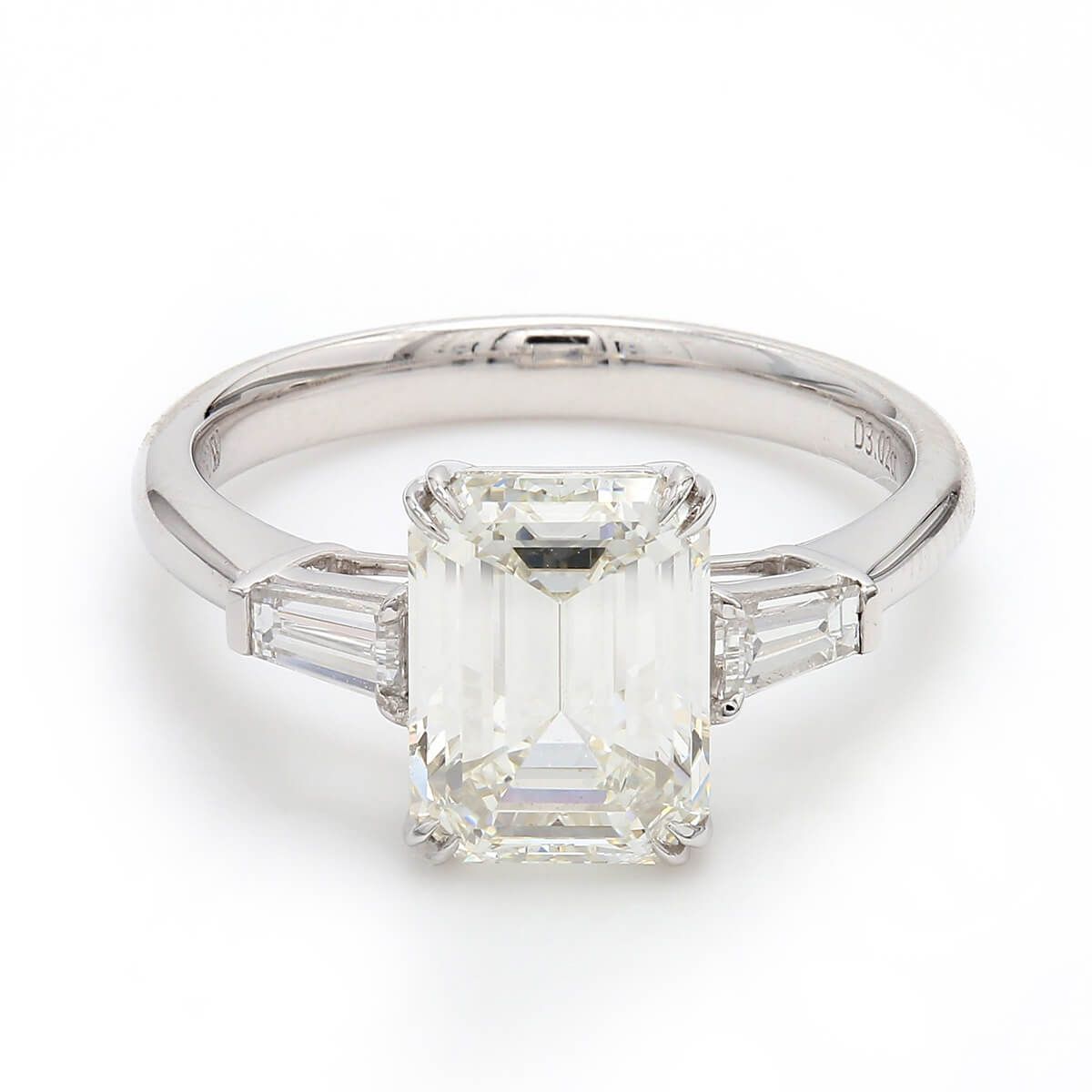  White Diamond Ring, 3.36 Ct. TW, Emerald shape, GIA Certified, 2191208445