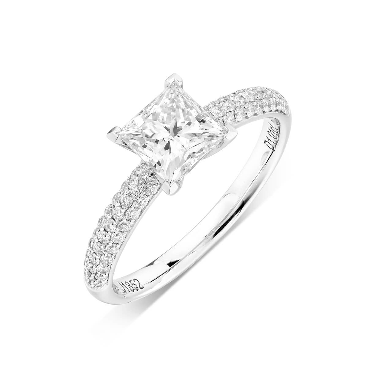  White Diamond Ring, 1.01 Ct. (1.28 Ct. TW), Princess shape, GIA Certified, 5182714629