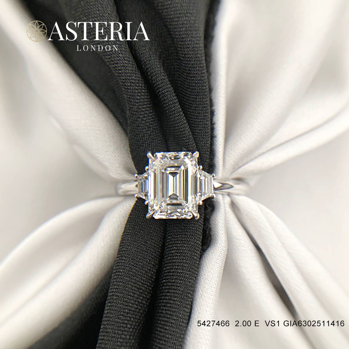  White Diamond Ring, 2.00 Ct. (2.32 Ct. TW), Emerald shape, GIA Certified, 6302511416
