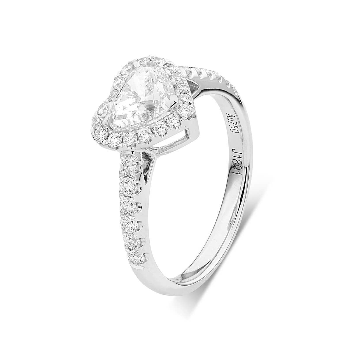  White Diamond Ring, 1.00 Ct. (1.38 Ct. TW), Heart shape, GIA Certified, 1229502004