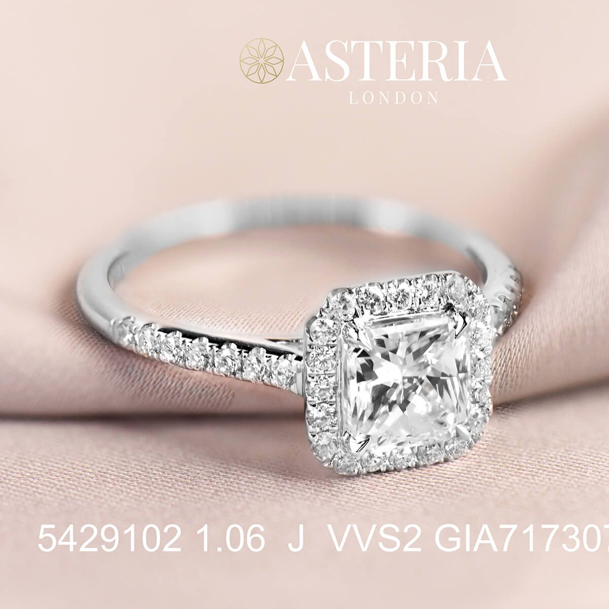  White Diamond Ring, 1.06 Ct. (1.34 Ct. TW), Radiant shape, GIA Certified, 7173077226