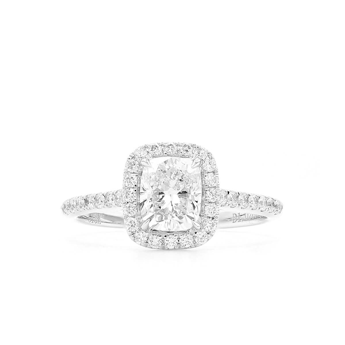  White Diamond Ring, 1.02 Ct. (1.30 Ct. TW), Cushion shape, GIA Certified, 7283259698