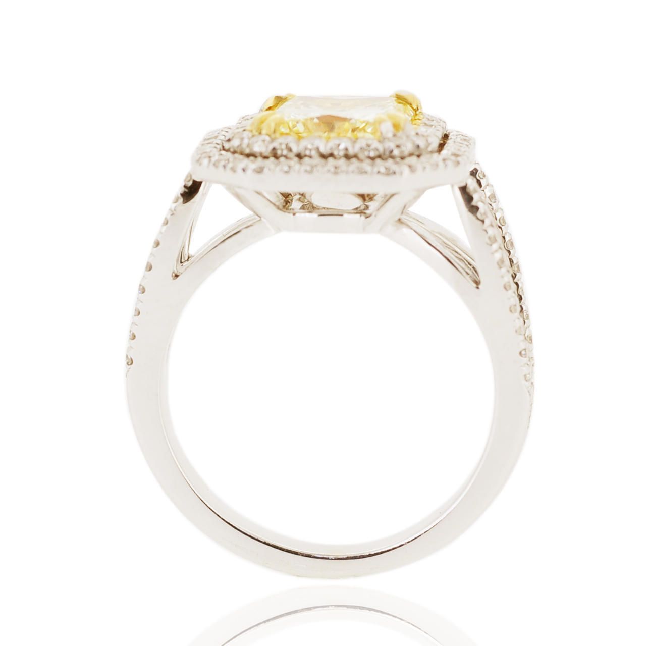 Fancy Yellow Diamond Ring, 2.06 Carat, Radiant shape, GIA Certified, 14617289