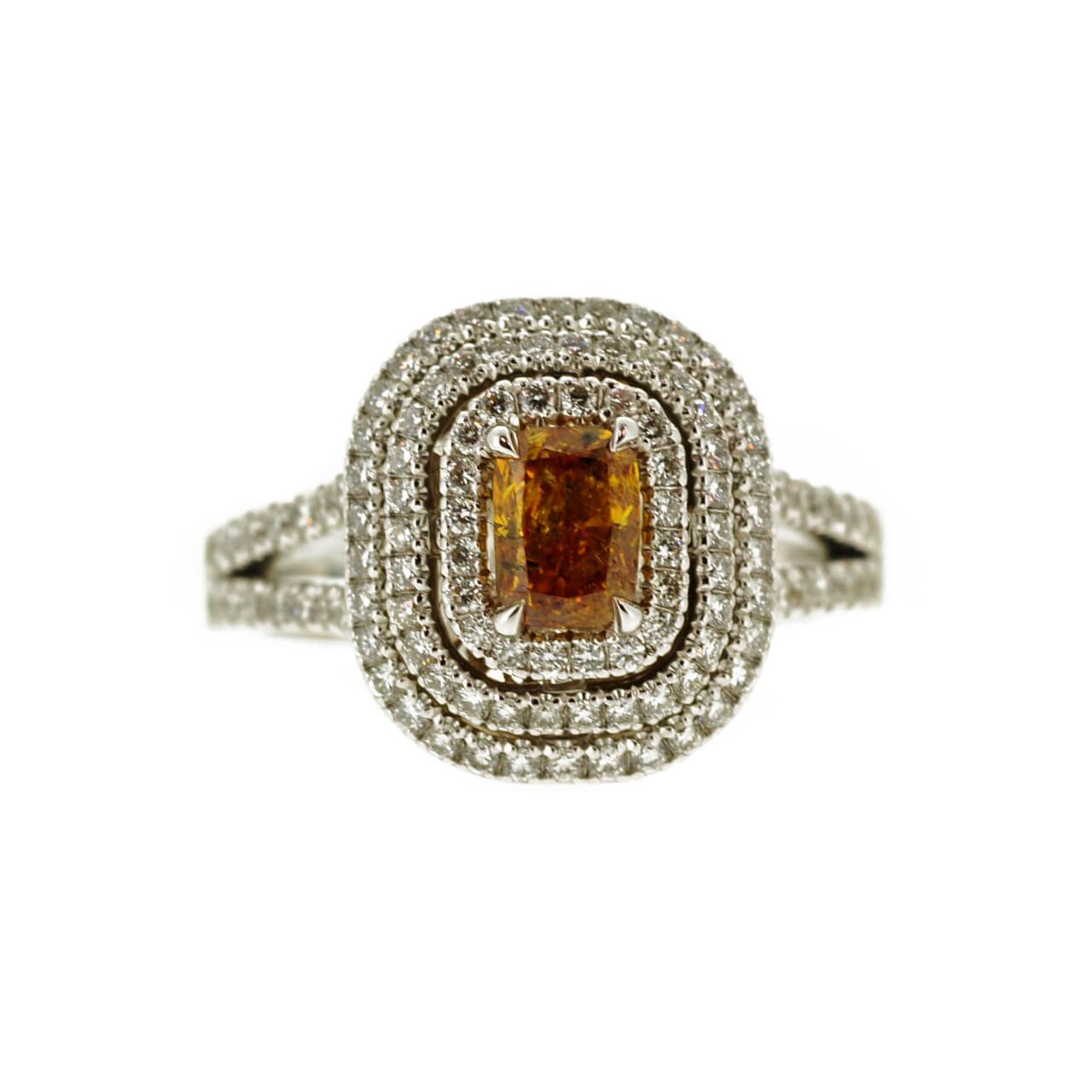 Fancy Deep Yellowish Orange Diamond Ring, 0.62 Carat, Cushion shape, GIA Certified, 6147800707