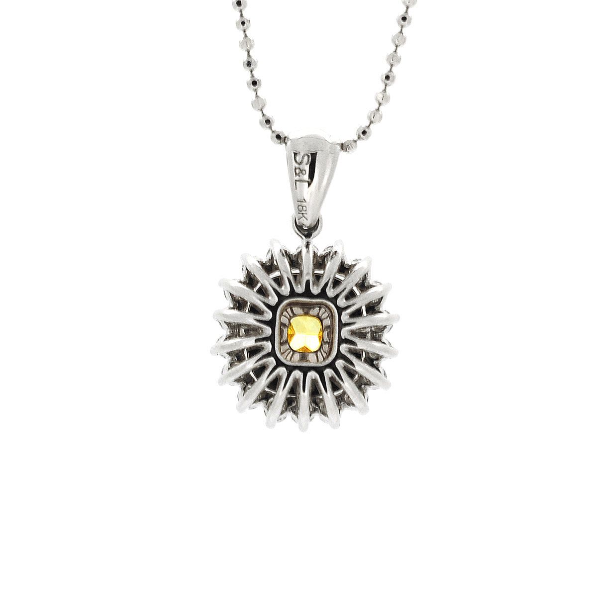 Fancy Vivid Yellow Diamond Necklace, 0.42 Carat, Radiant shape, GIA Certified, 5131614395
