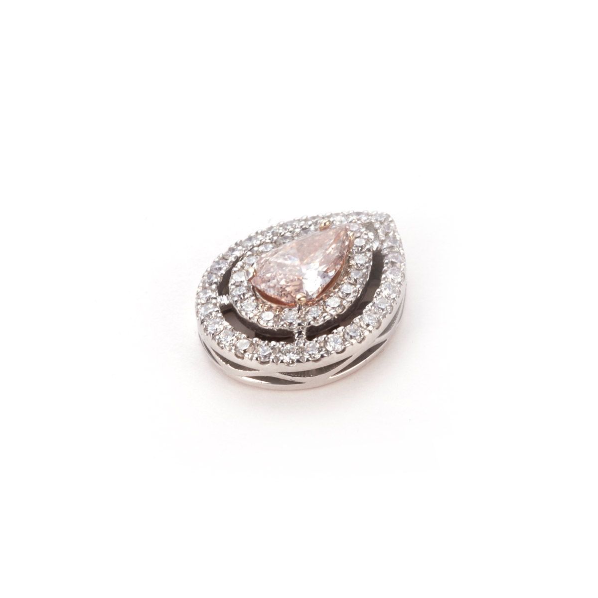 Fancy Light Orangy Pink Diamond Necklace, 1.00 Carat, Pear shape, GIA Certified, 1162614653