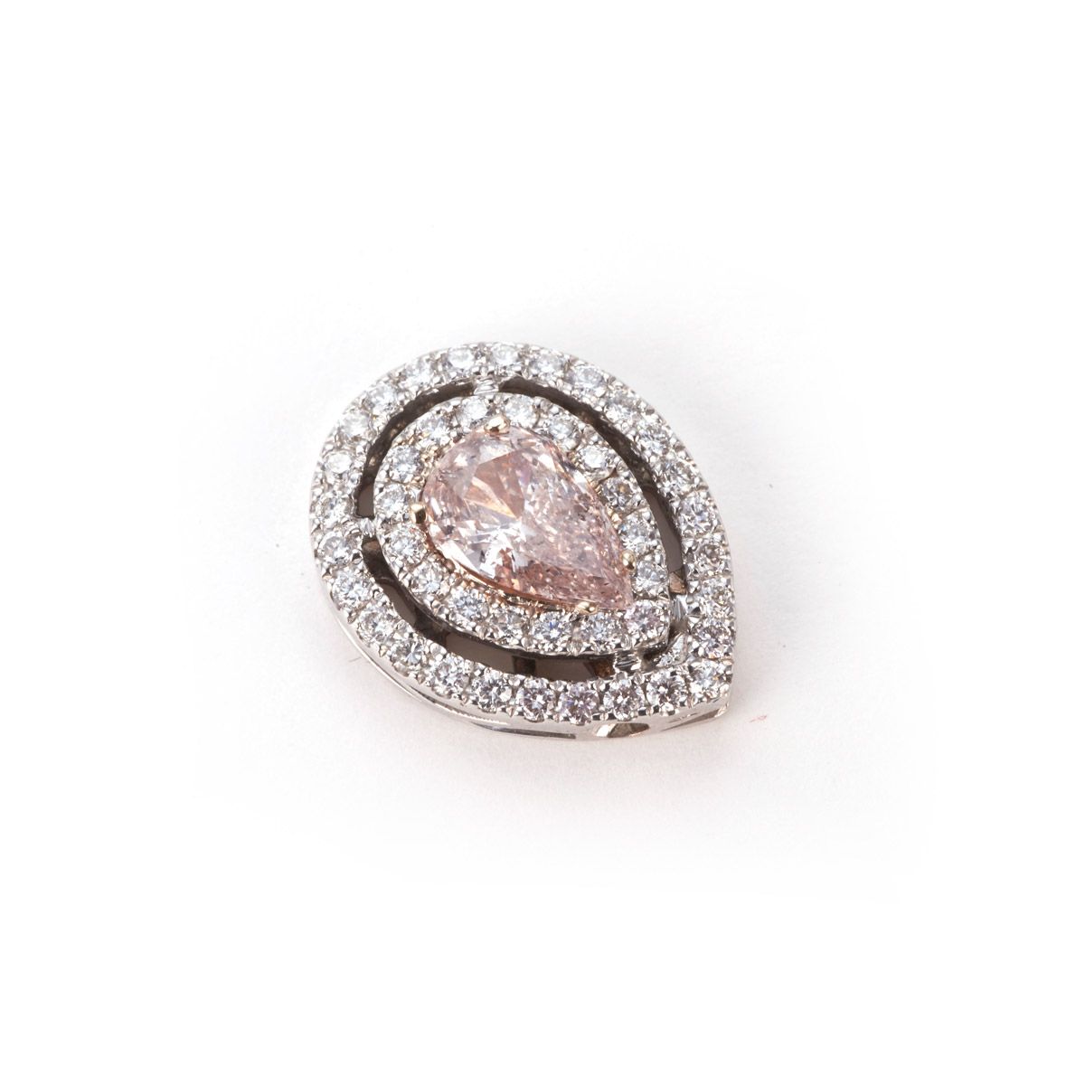 Fancy Light Orangy Pink Diamond Necklace, 1.00 Carat, Pear shape, GIA Certified, 1162614653