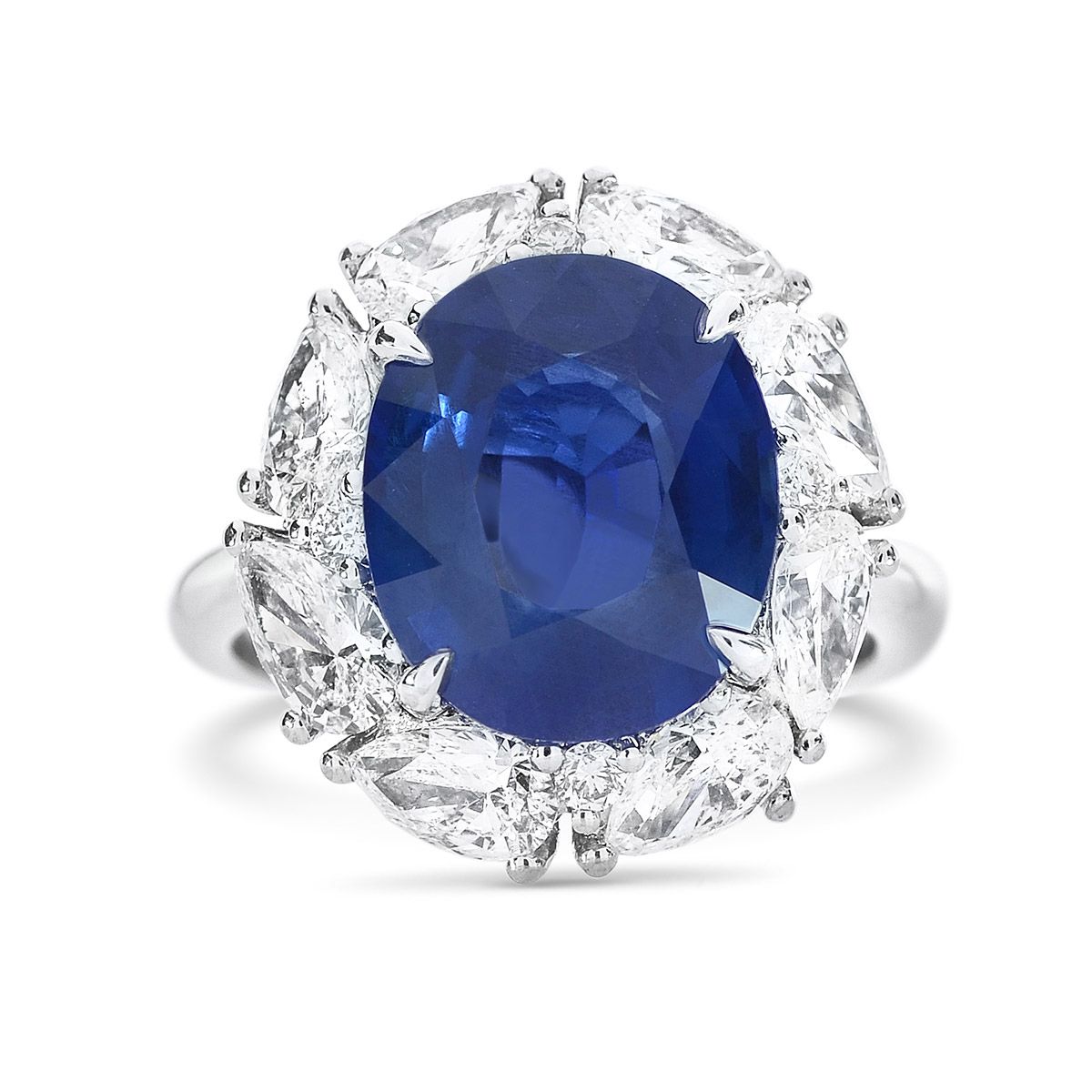 Natural Vivid Blue Burma Sapphire Ring, 6.67 Carat, GRS Certified, GRS2017-022147, Unheated